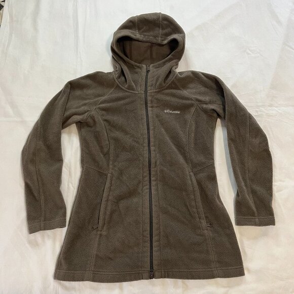 Columbia Light Brown Fleece Lightweight Hooded Fleece Jacket | Size M - Picture 1 of 5